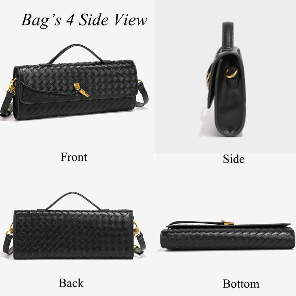 Luxury Woven Python Pattern Black Vegan Leather W… - image 4